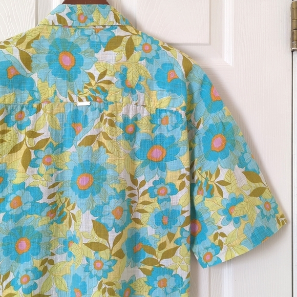 Billabong All Good Floral Woven Cotton Oversized Short Sleeve Button Down Top S - Picture 11 of 13
